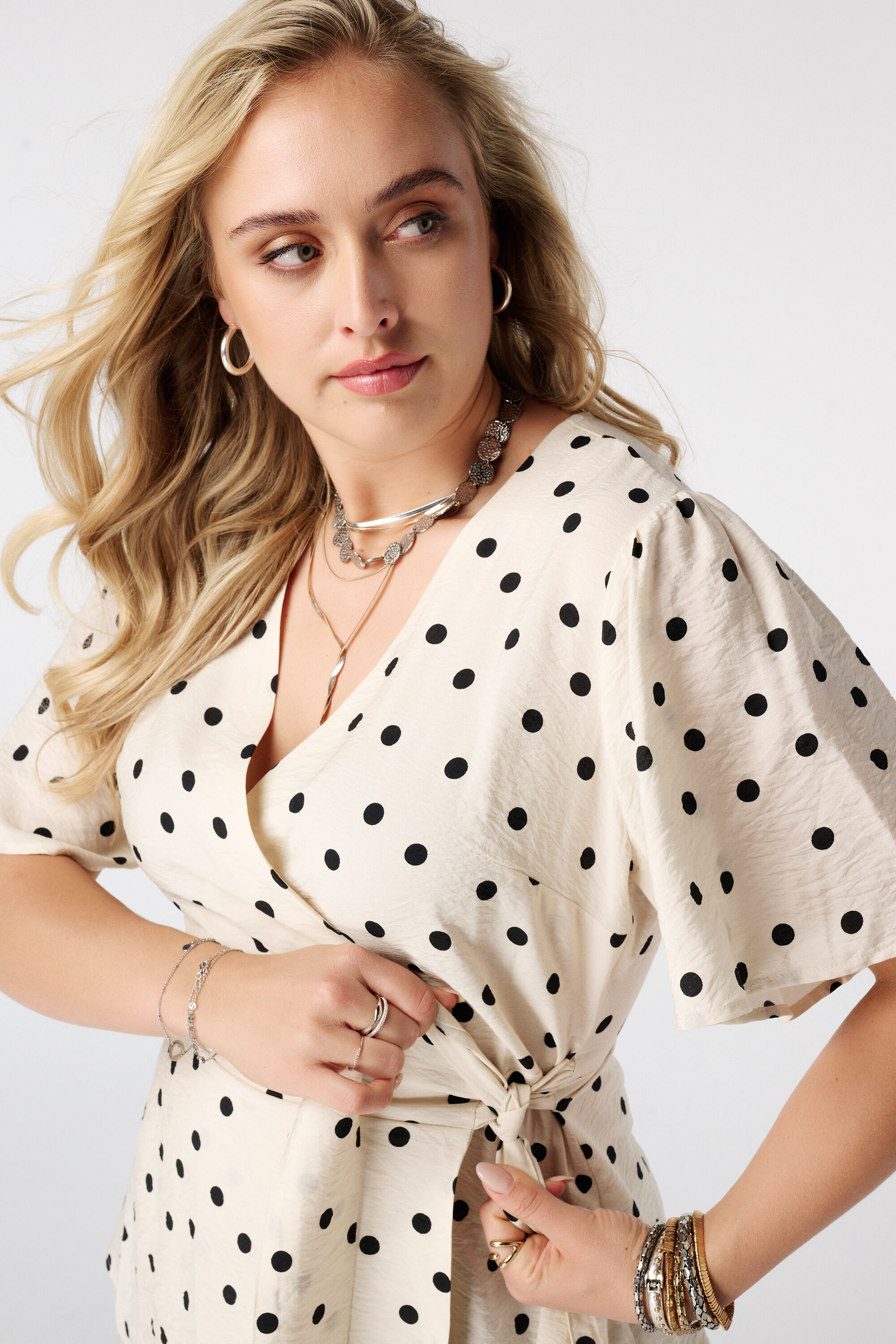 Overslag blouse met polka dot image number 4
