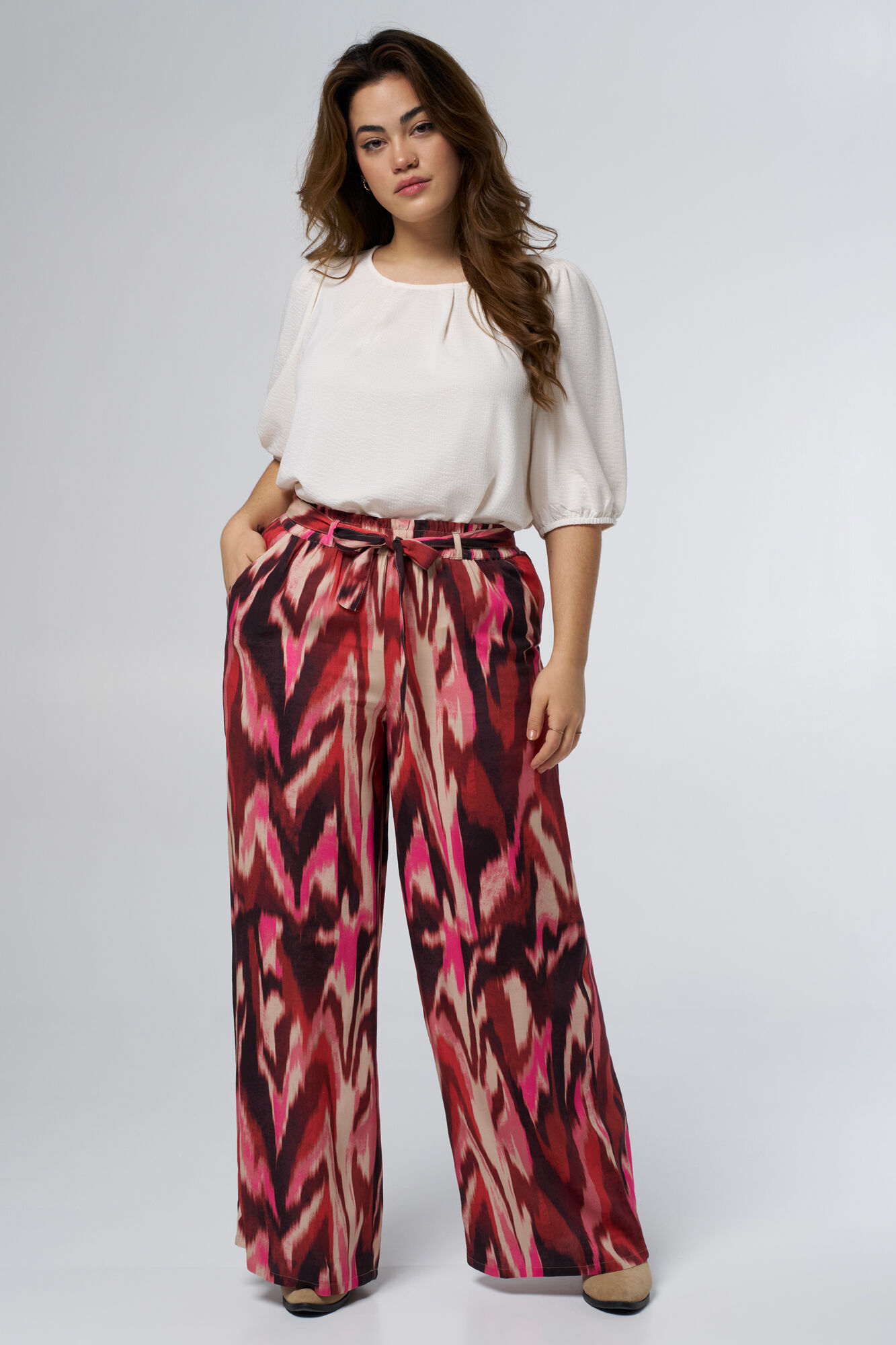 Dames Rechtvallende broek met strikdetail MS Mode