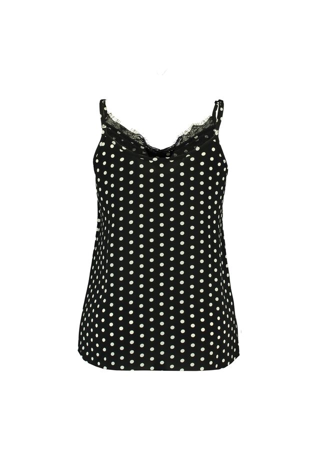 Mouwloze top met stippenprint image number 2