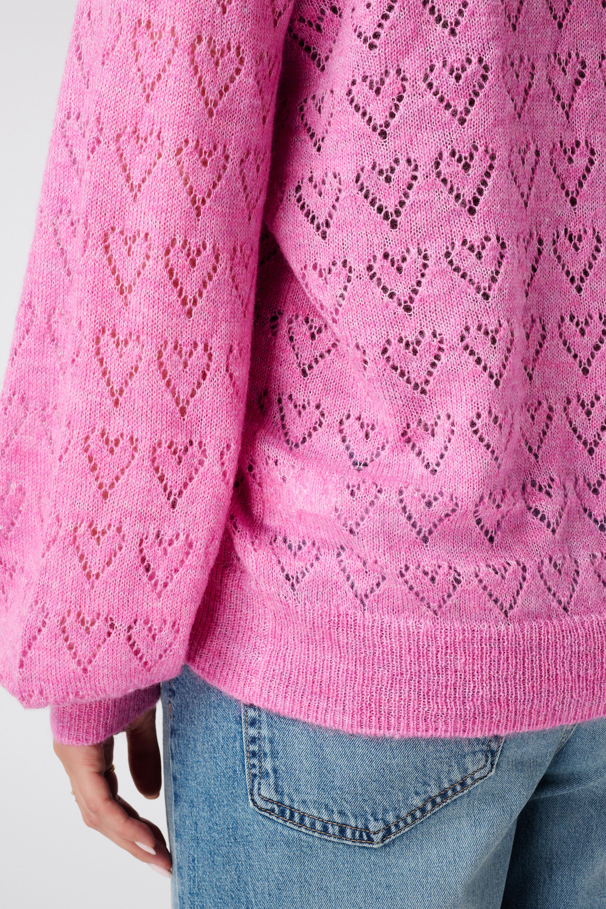 Ajour trui met hartjes patroon image number 6