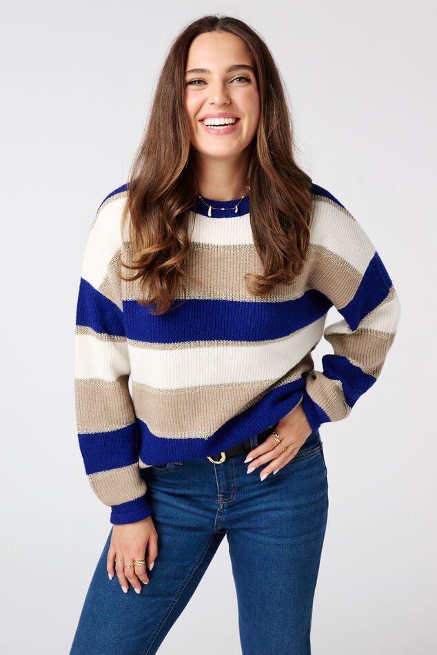 Gestreepte trui met lurex image number 0