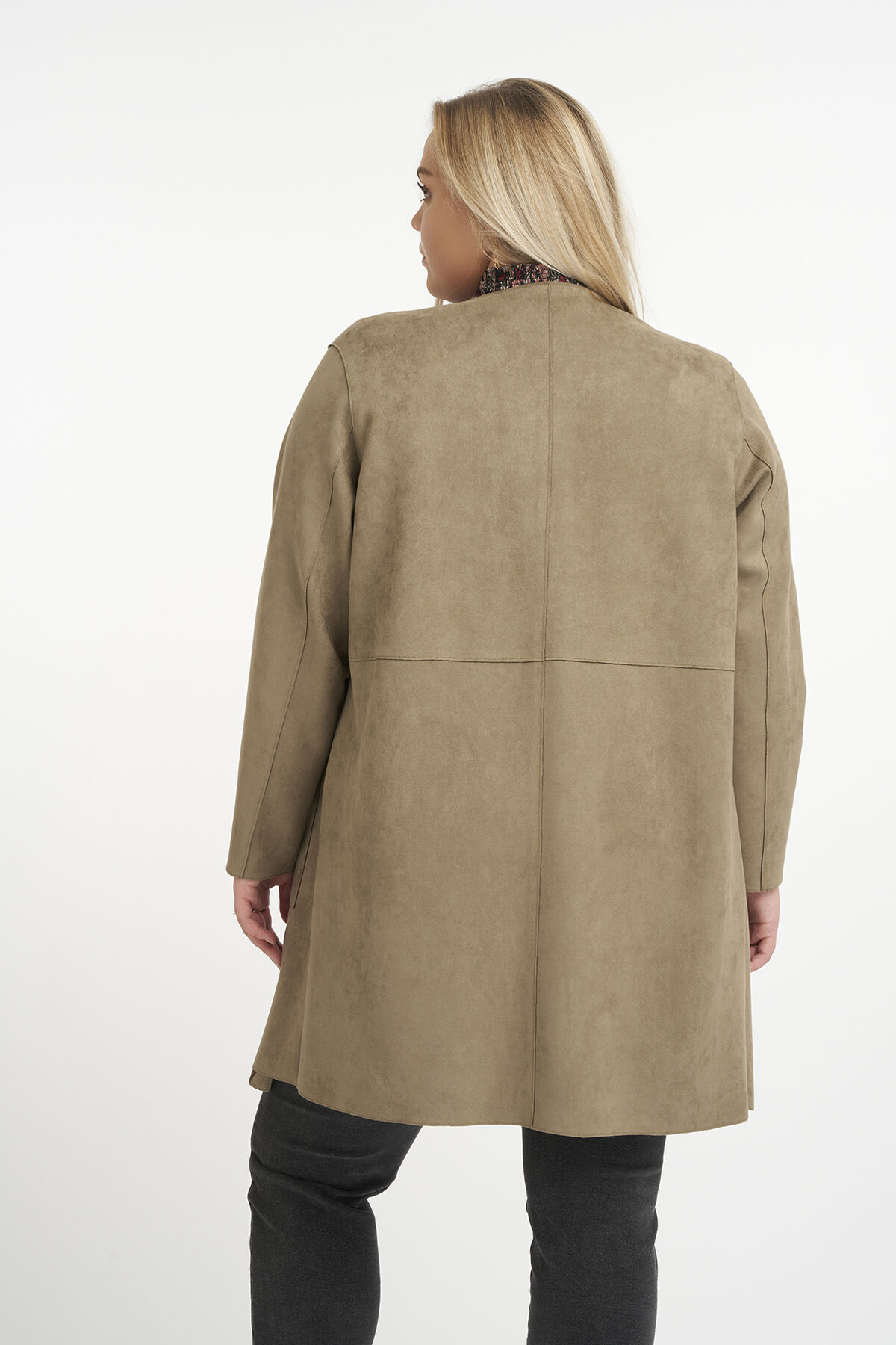 Suedine jas met ronde hals image number 3