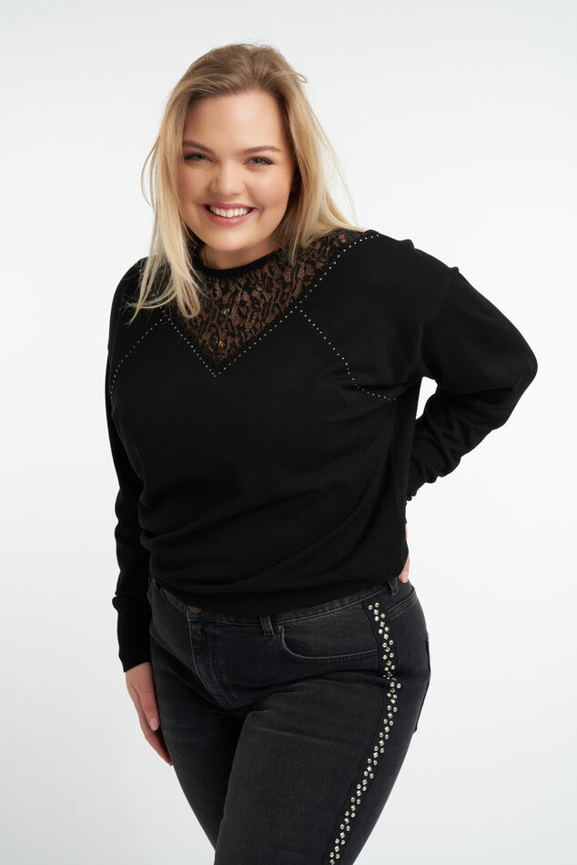 Crochet top met ajourpatroon en strikkoord image number 0