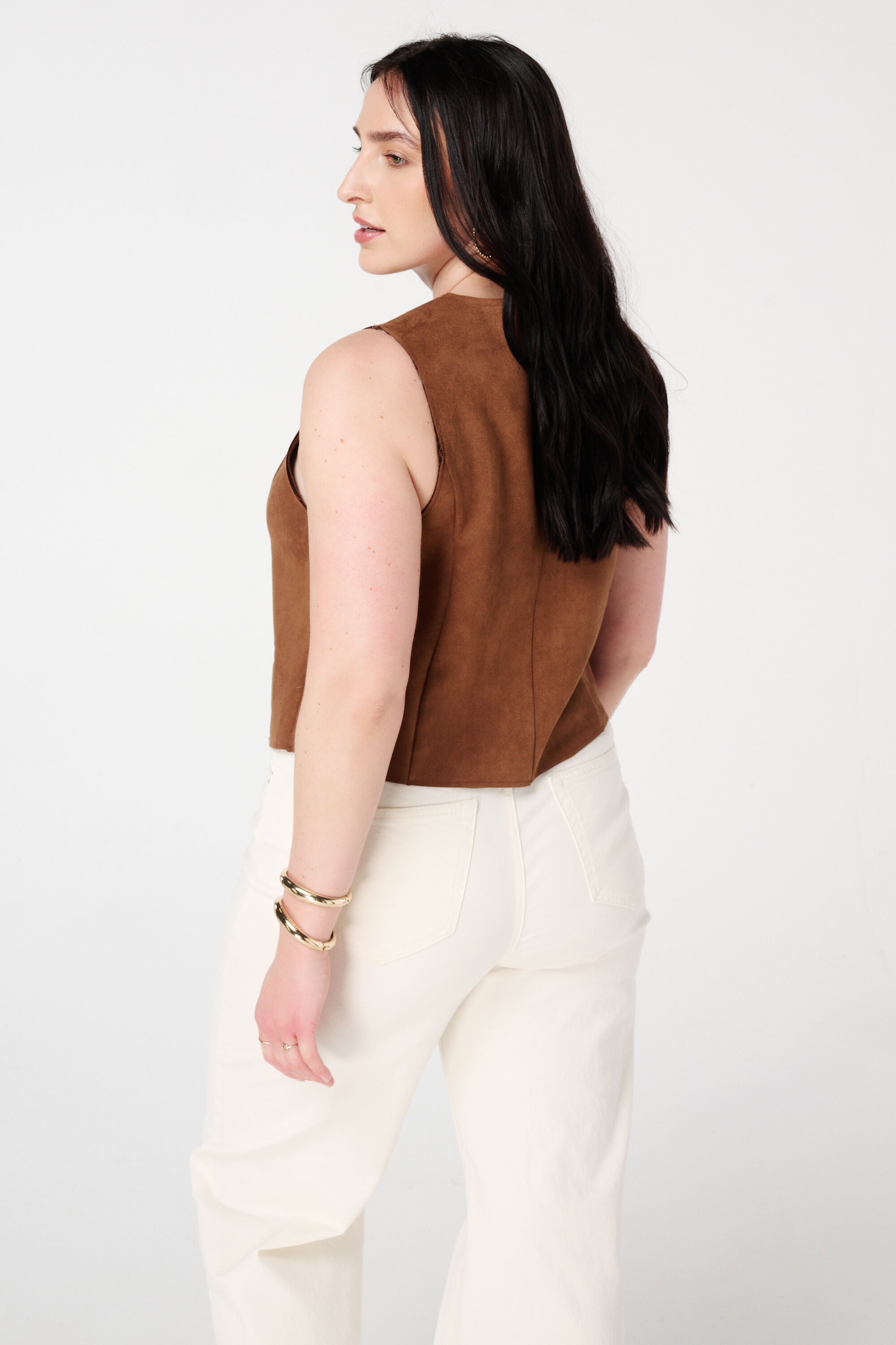 Gilet van su&egrave;delook stof met knoopsluiting image number 3