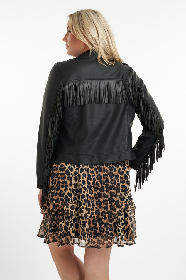 Imitatieleren jas met franjes image number 4