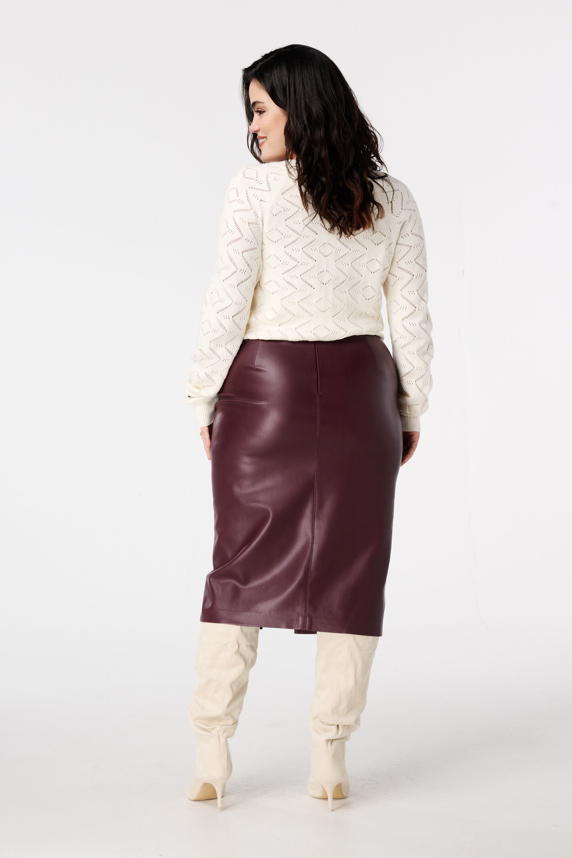 Midi rok van PU leerlook image number 3