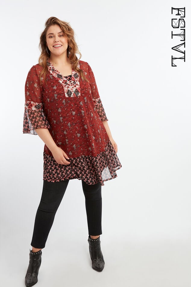 Tuniekjurk met bloemenprint image number 0