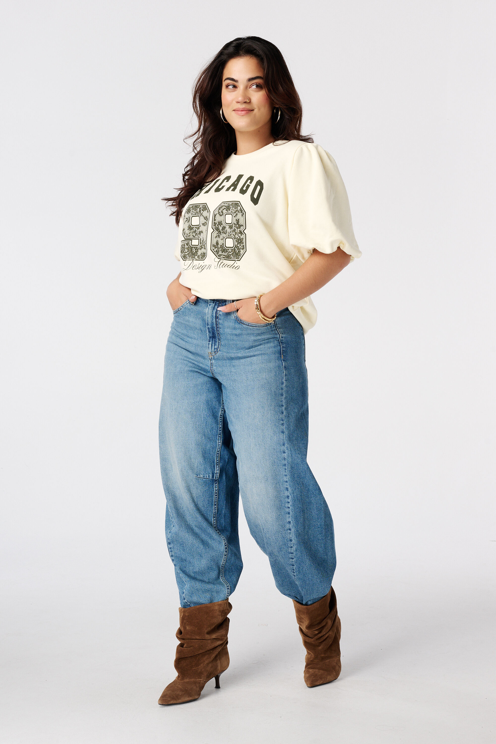Sweater met korte pofmouwen image number 3