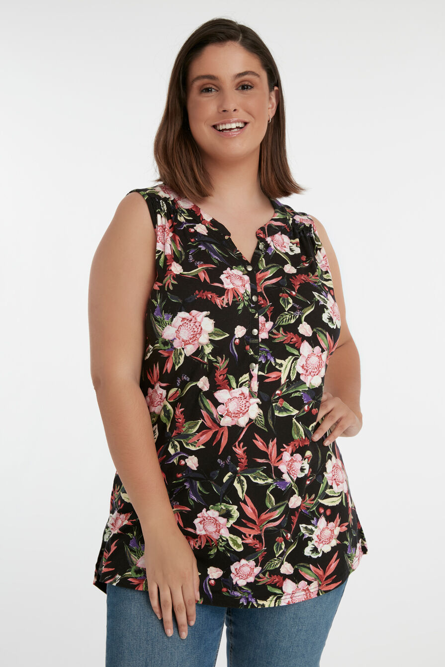 Mouwloze top met bloemenprint image number 0