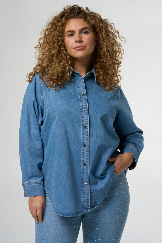 Denim blouse met steentjes image 6