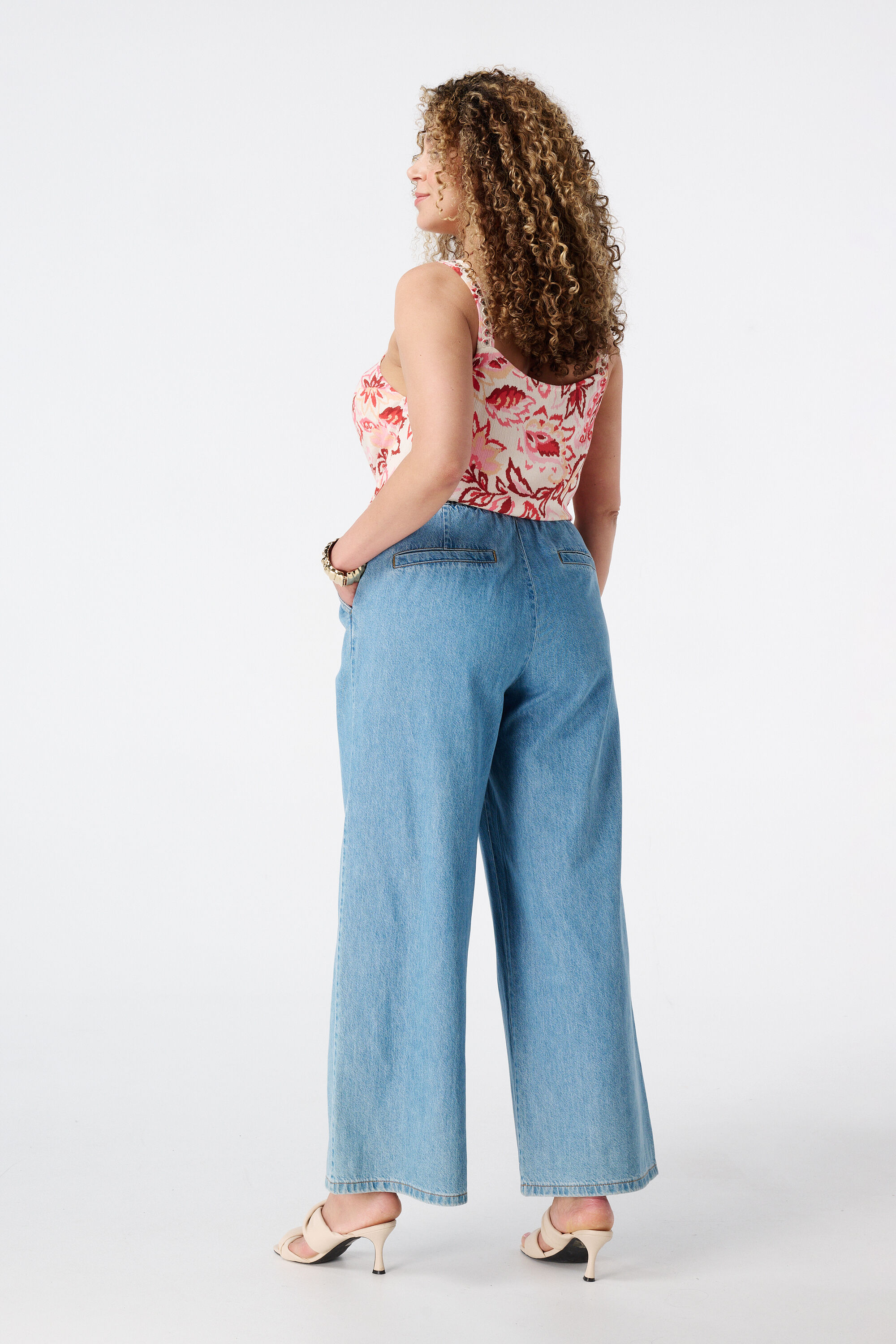 Denim wide leg broek image number 3