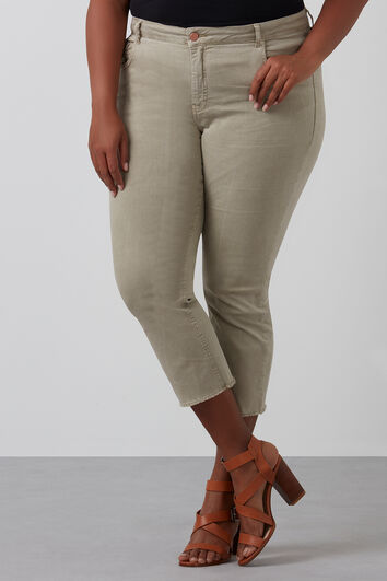 Twill capri in verwassen look