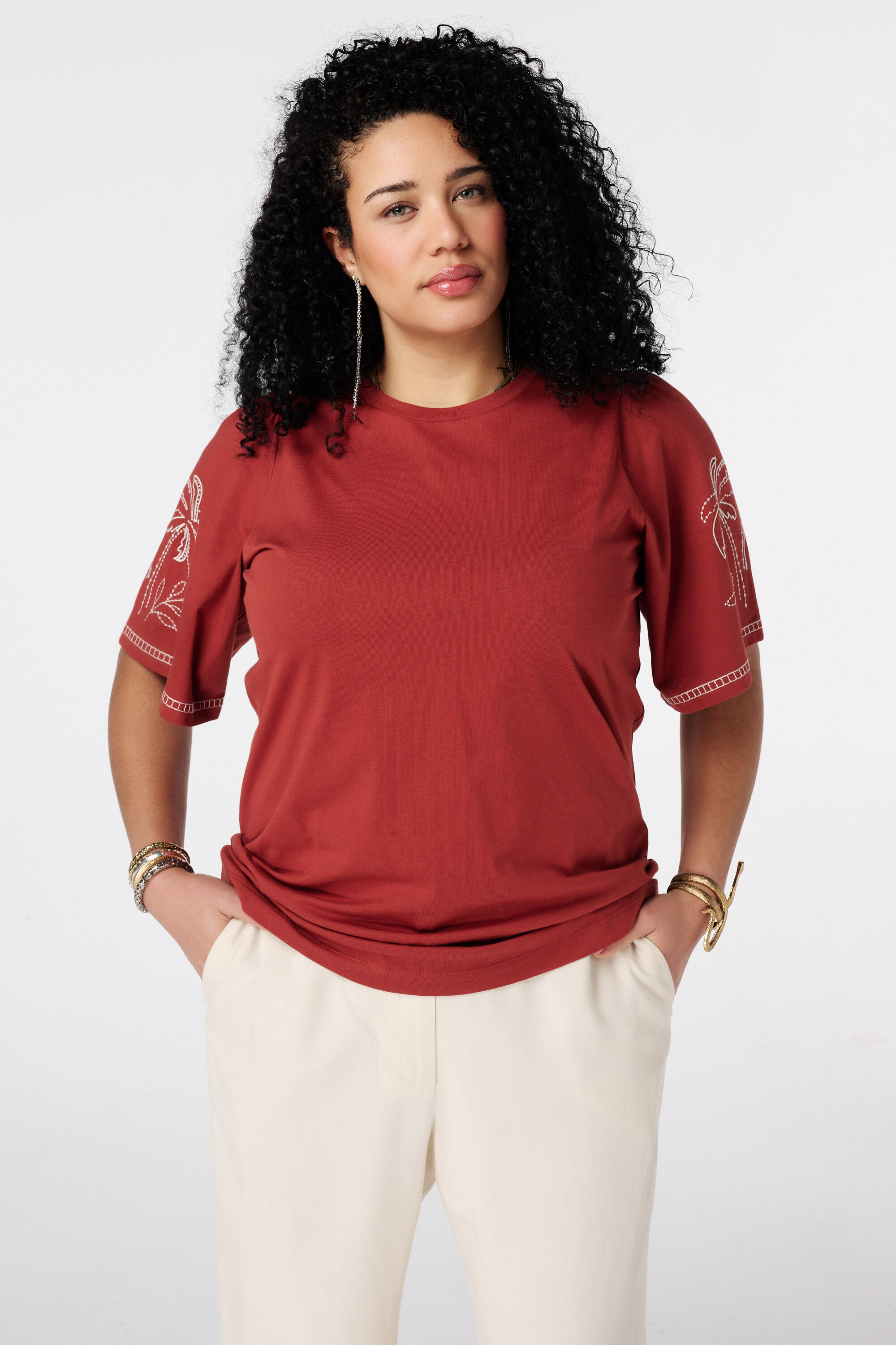 T-shirt met broderie