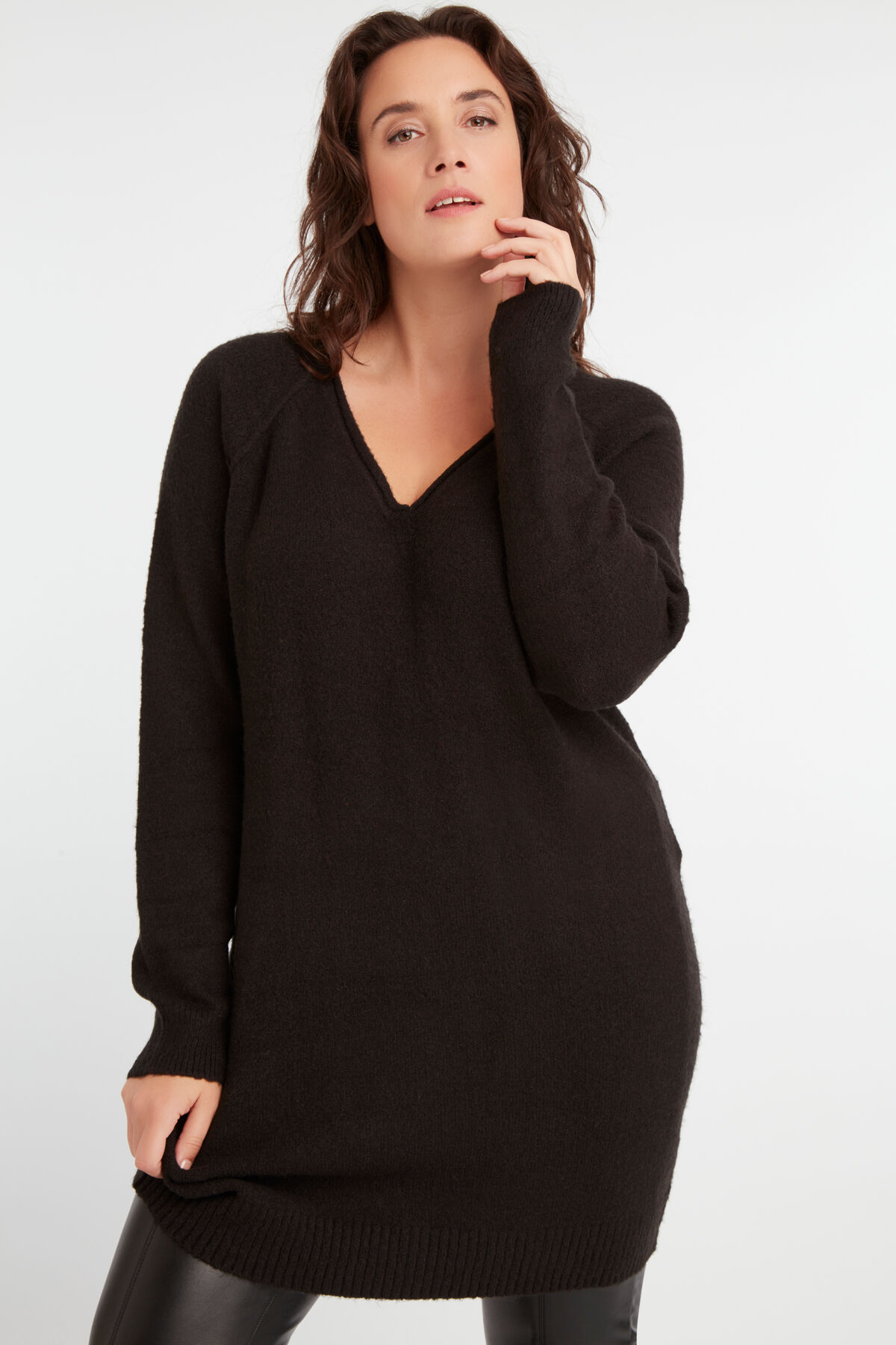 Dames Trui jurk met V hals MS Mode