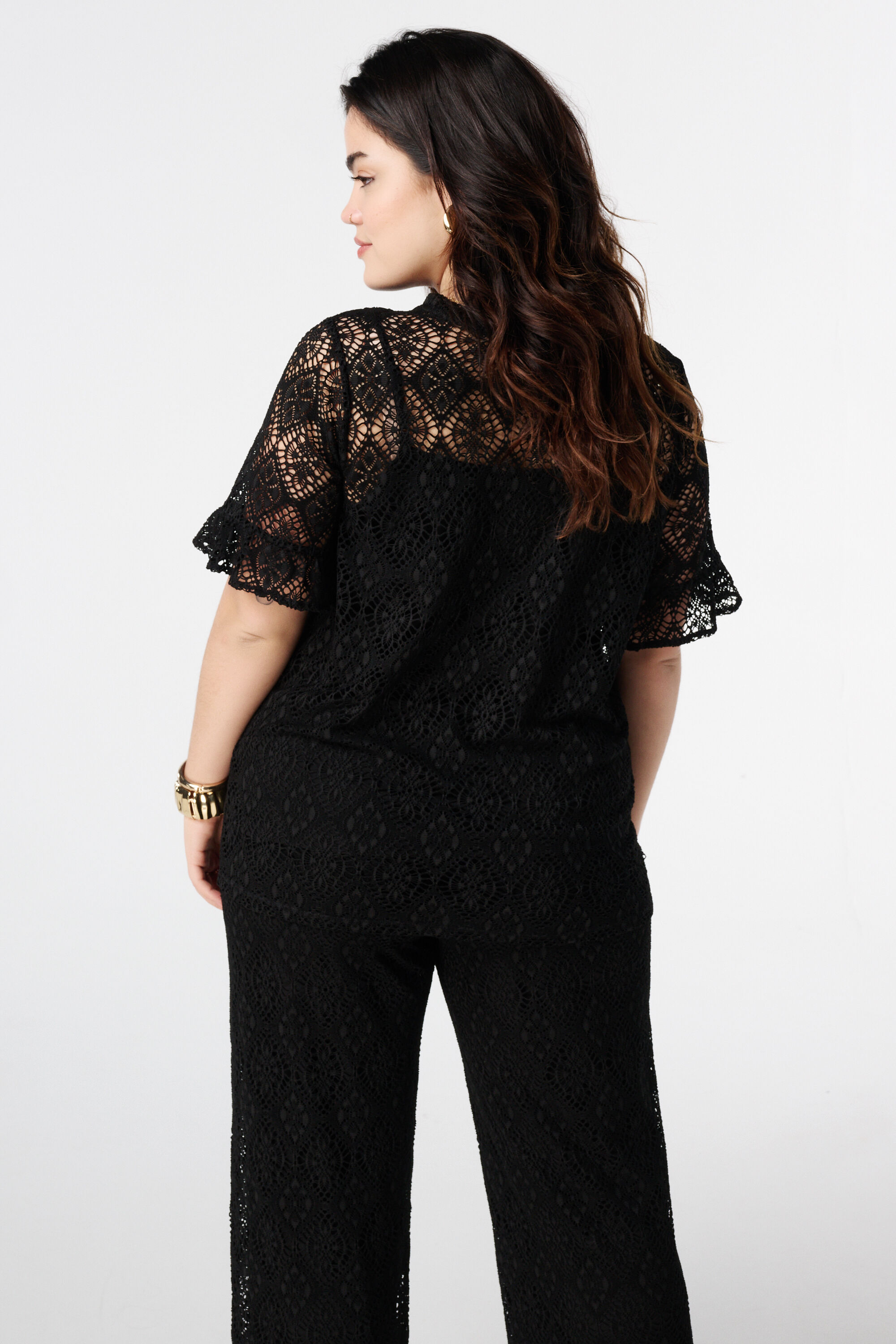 Kanten top met korte mouwen  image number 3