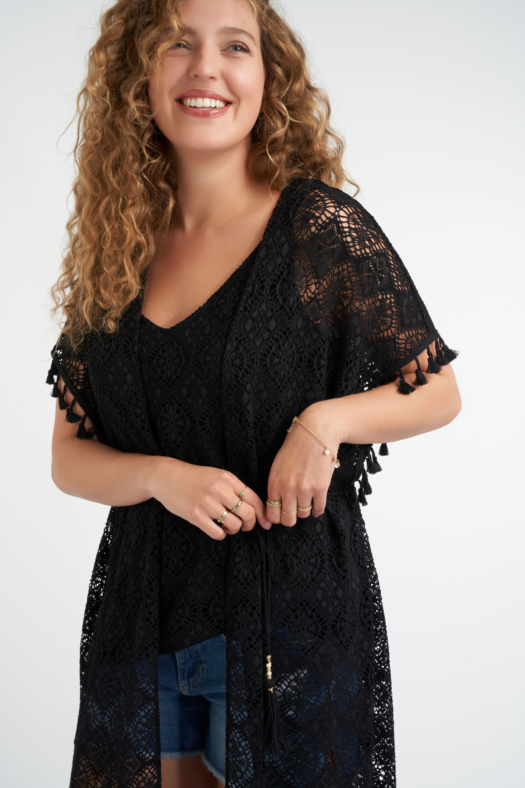 Lange kaftan van kant image number 5