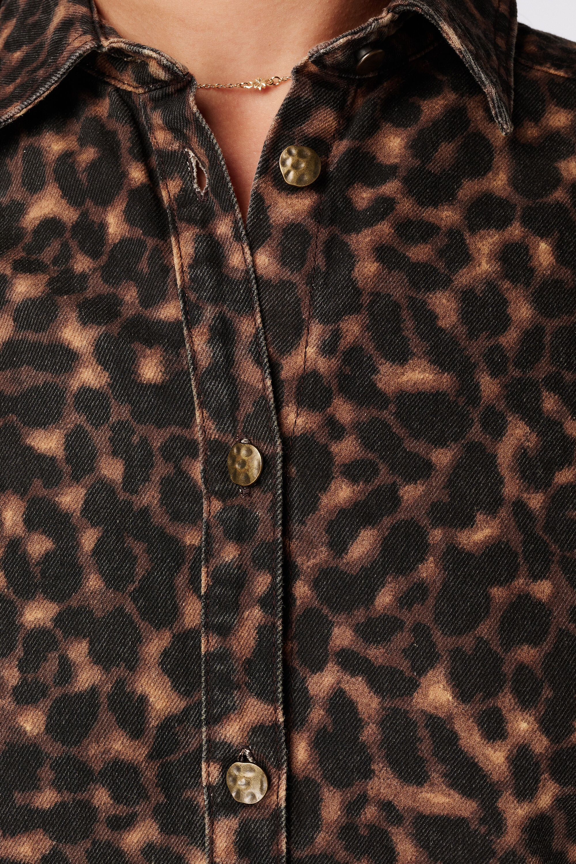Denim jurk met animal print image number 6