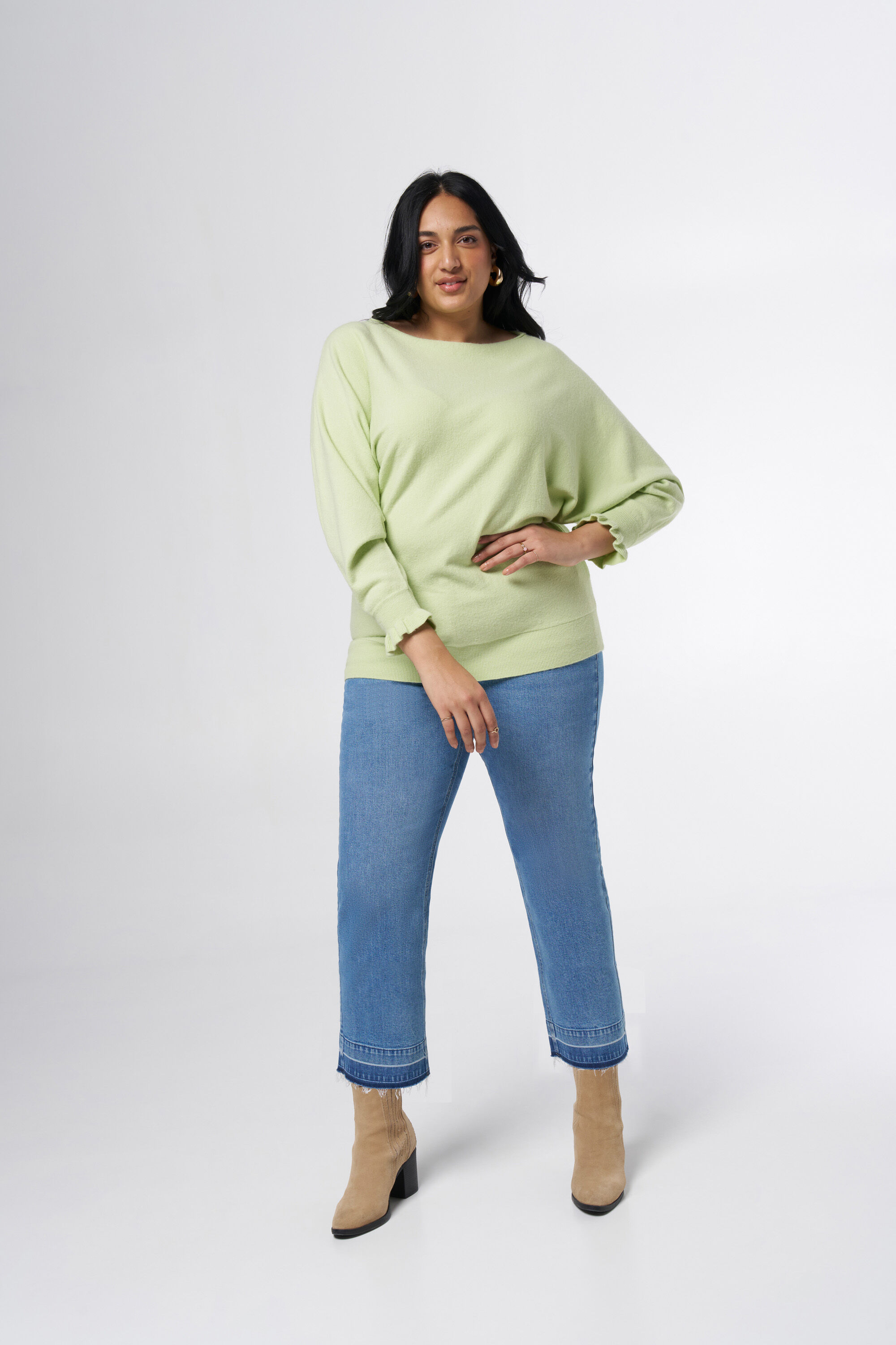 Gebreide trui met boothals image number 5