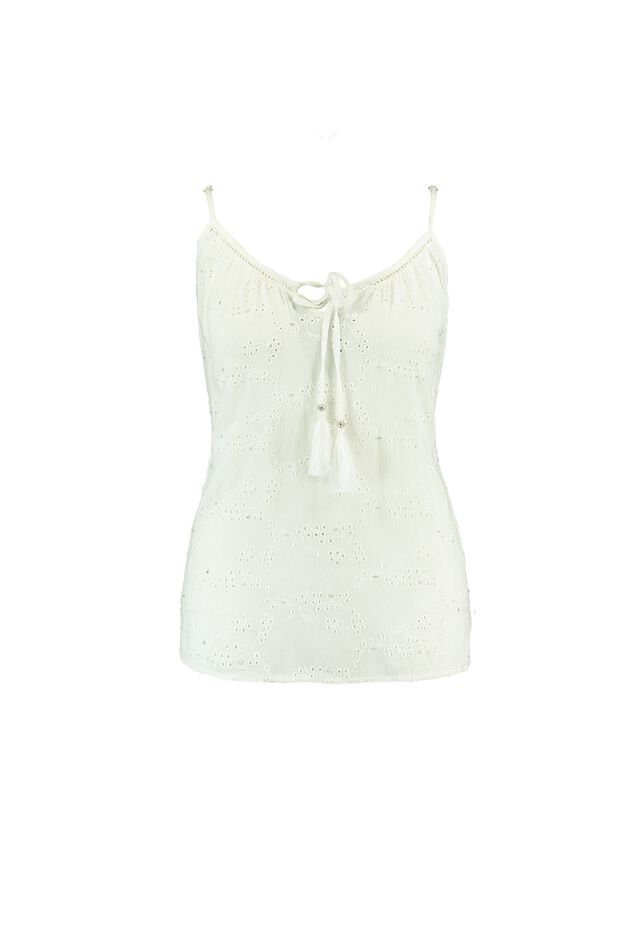 Mouwloze blouse met broderie anglaise image number 1