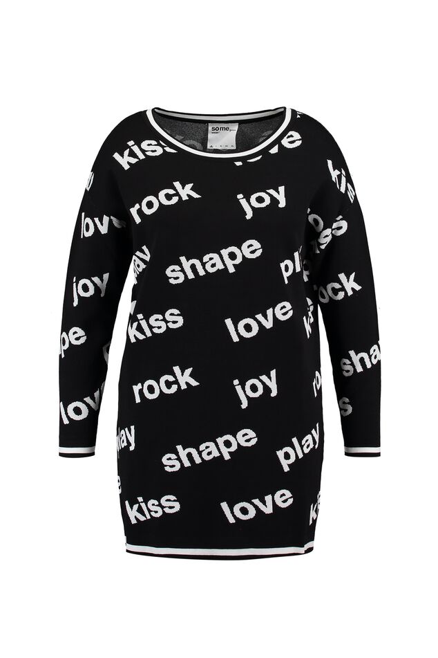 Gebreide sweater jurk met tekst image number 1