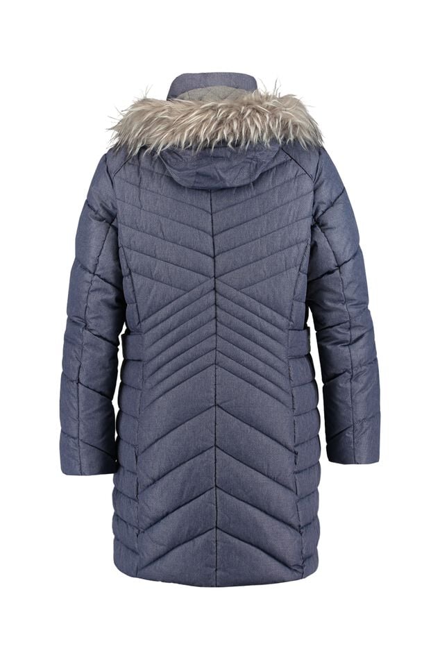 Gewatteerde winterjas met imitatiebontkraag image number 2