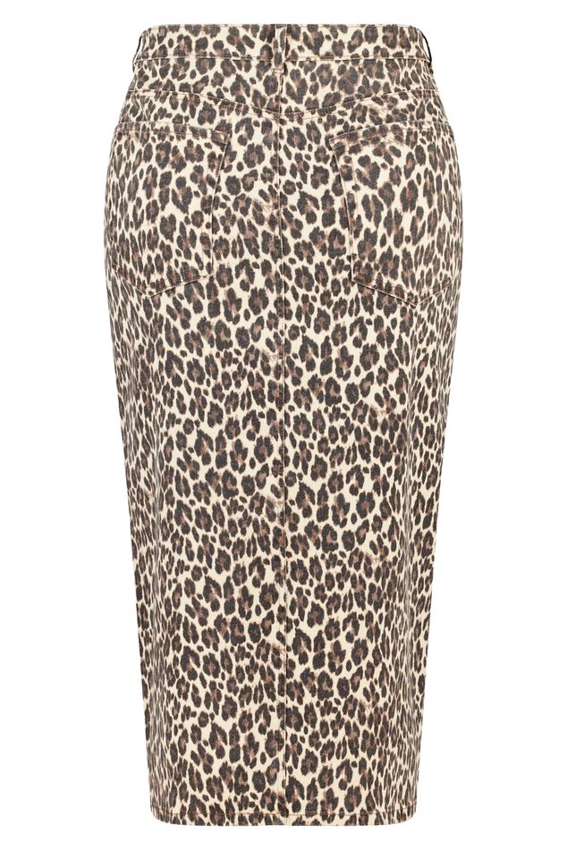 Denim rok met panterprint image number 2