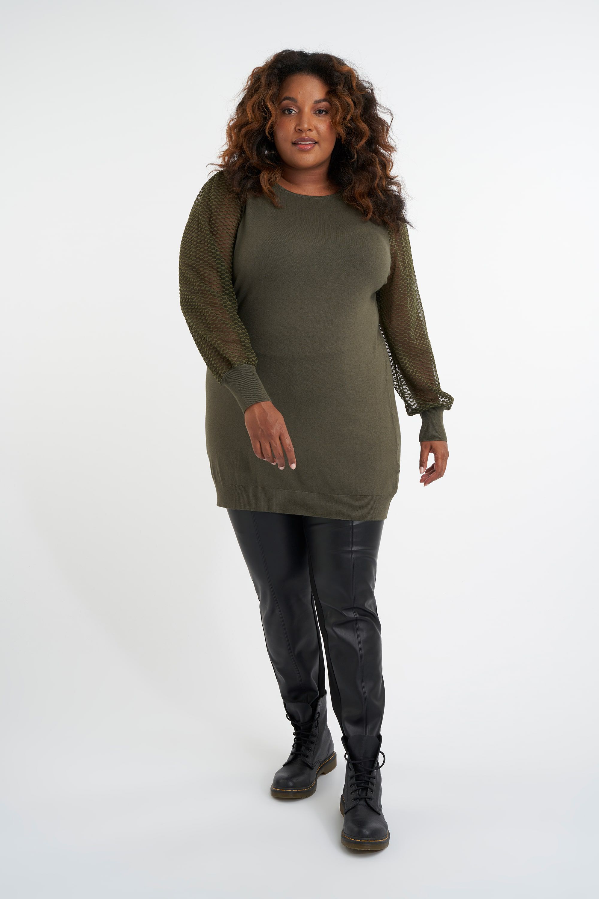 Lange trui met chiffon mouwen image number 4