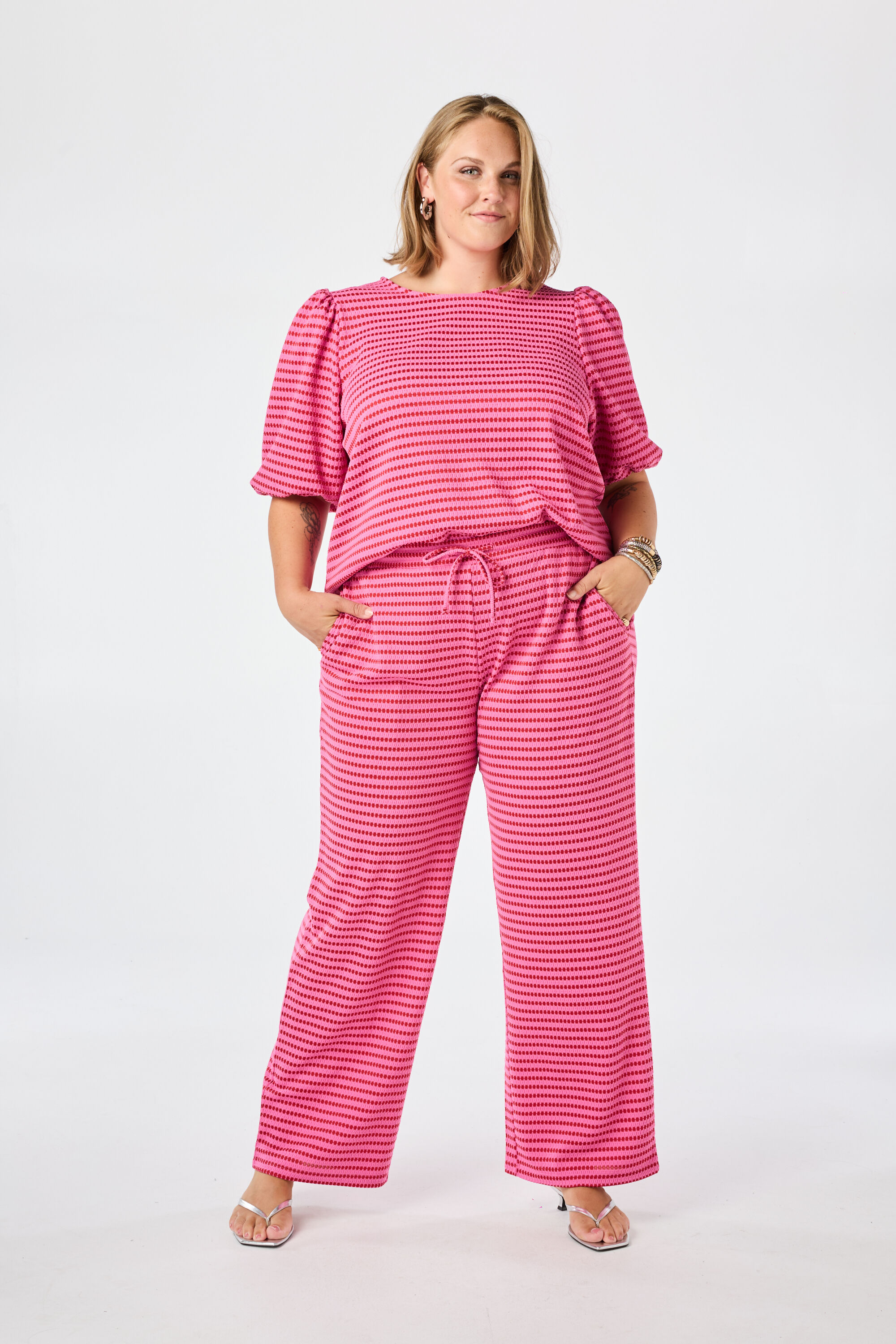 Wide leg broek met elastische taille
