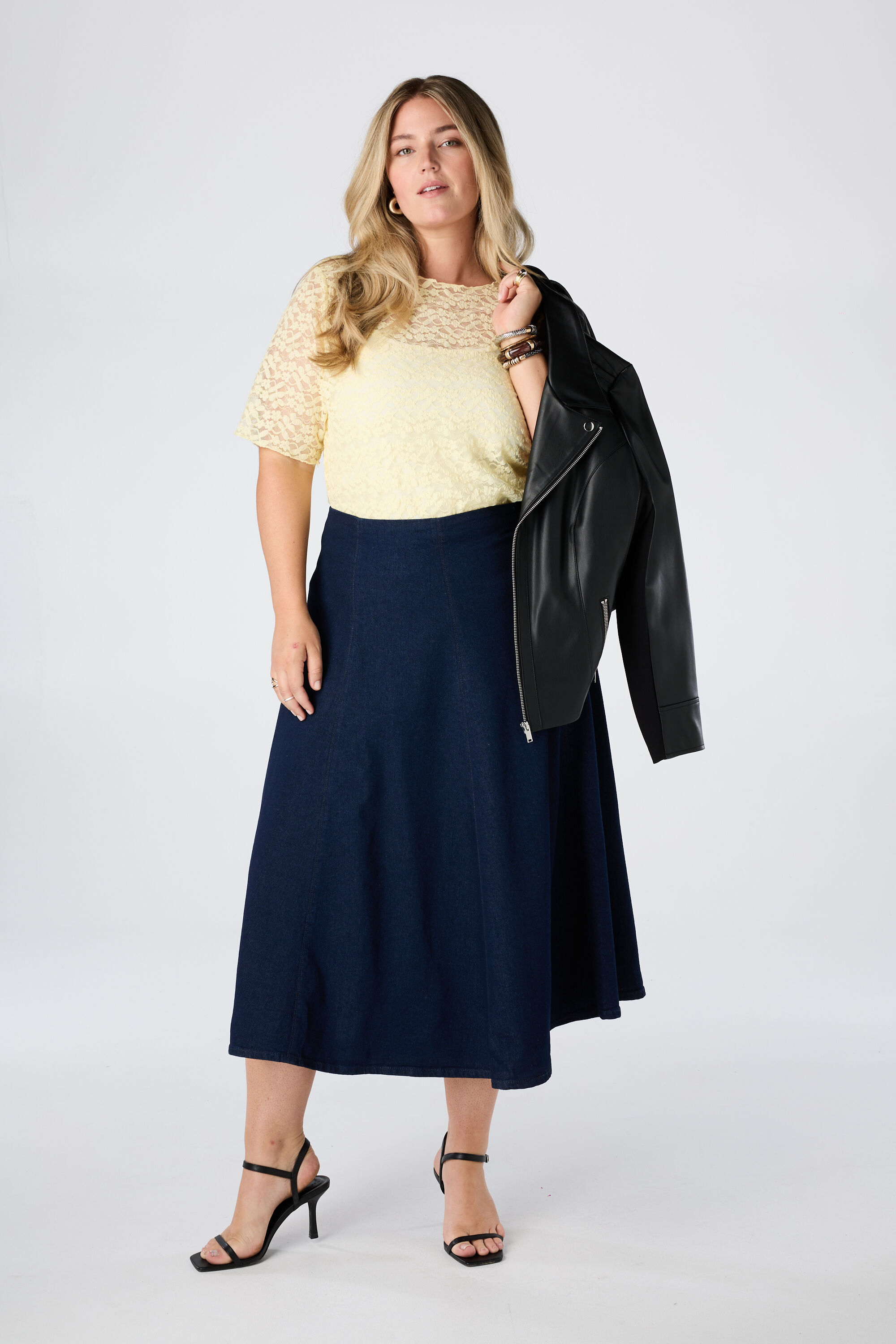 Denim midi rok
