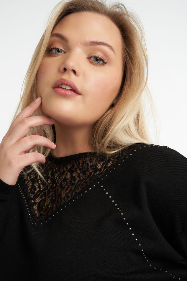 Crochet top met ajourpatroon en strikkoord image number 4