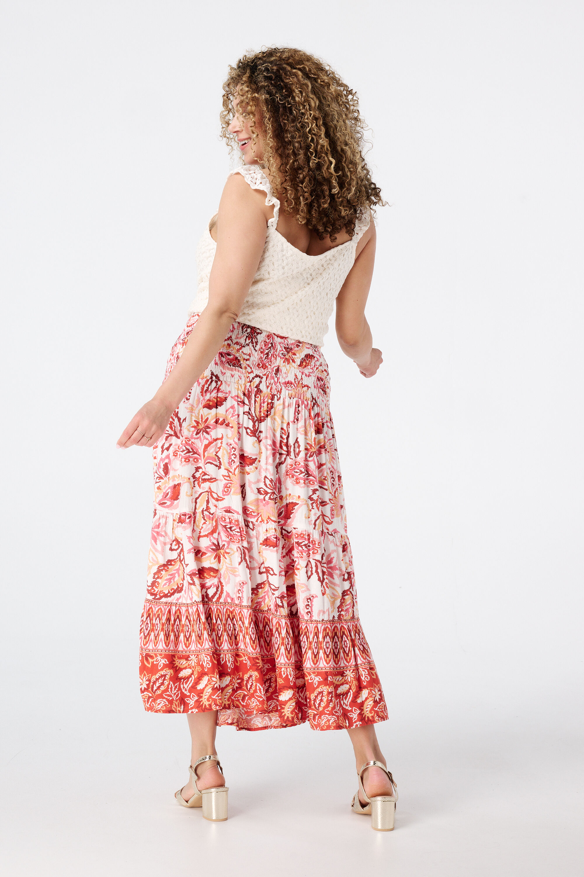 Rok met gesmokte tailleband image number 3