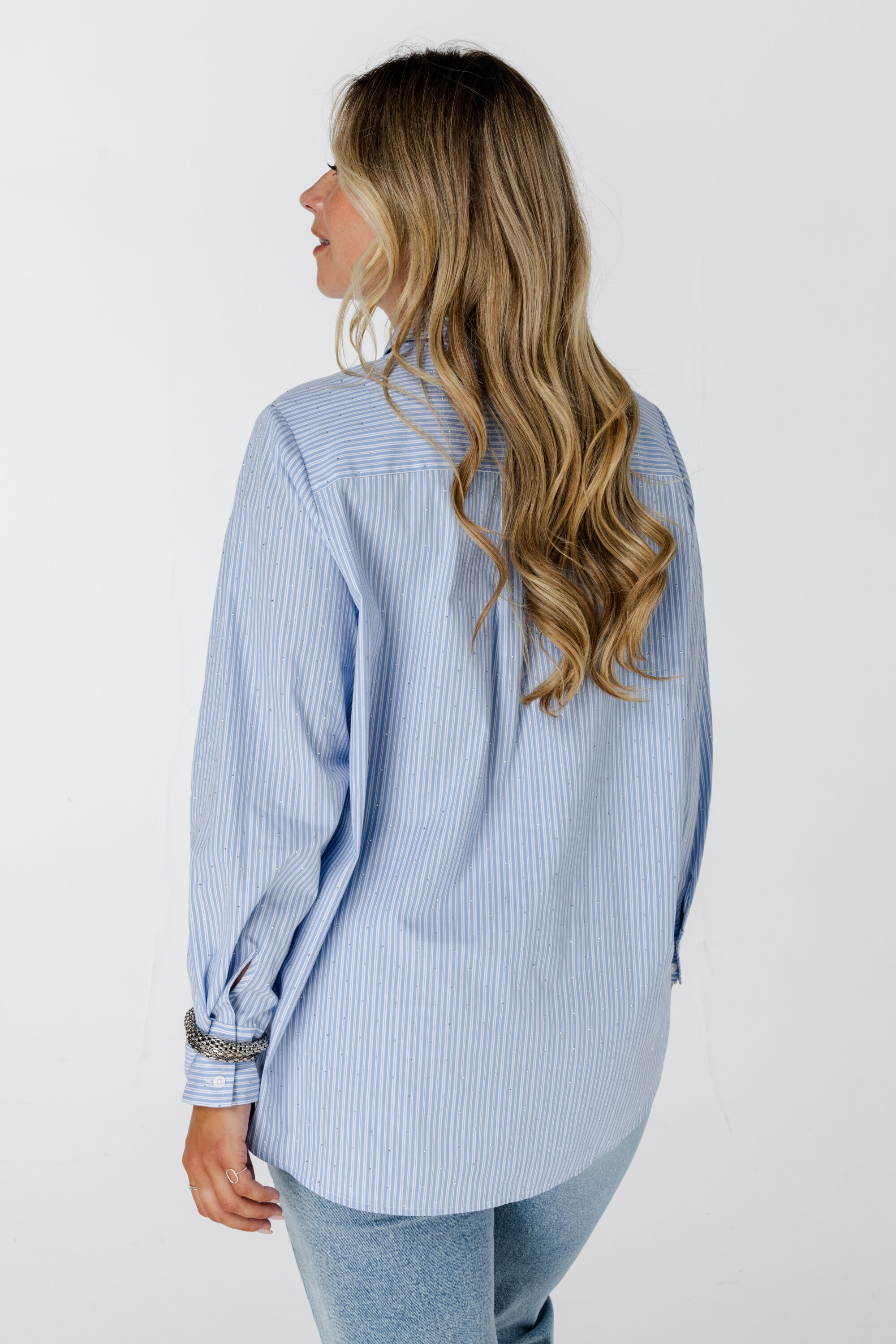 Gestreepte blouse met steentjes image number 3