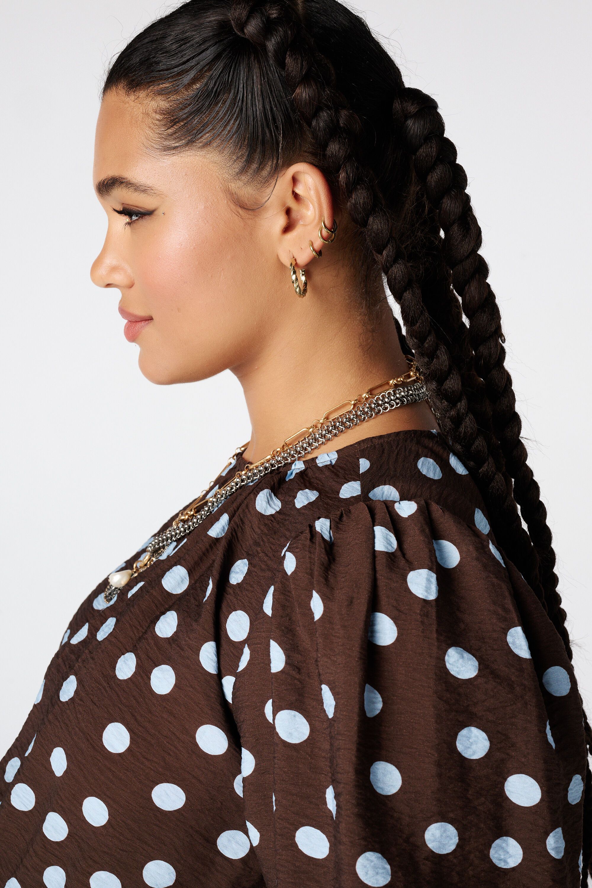 Getailleerde blouse met polka dot image number 4