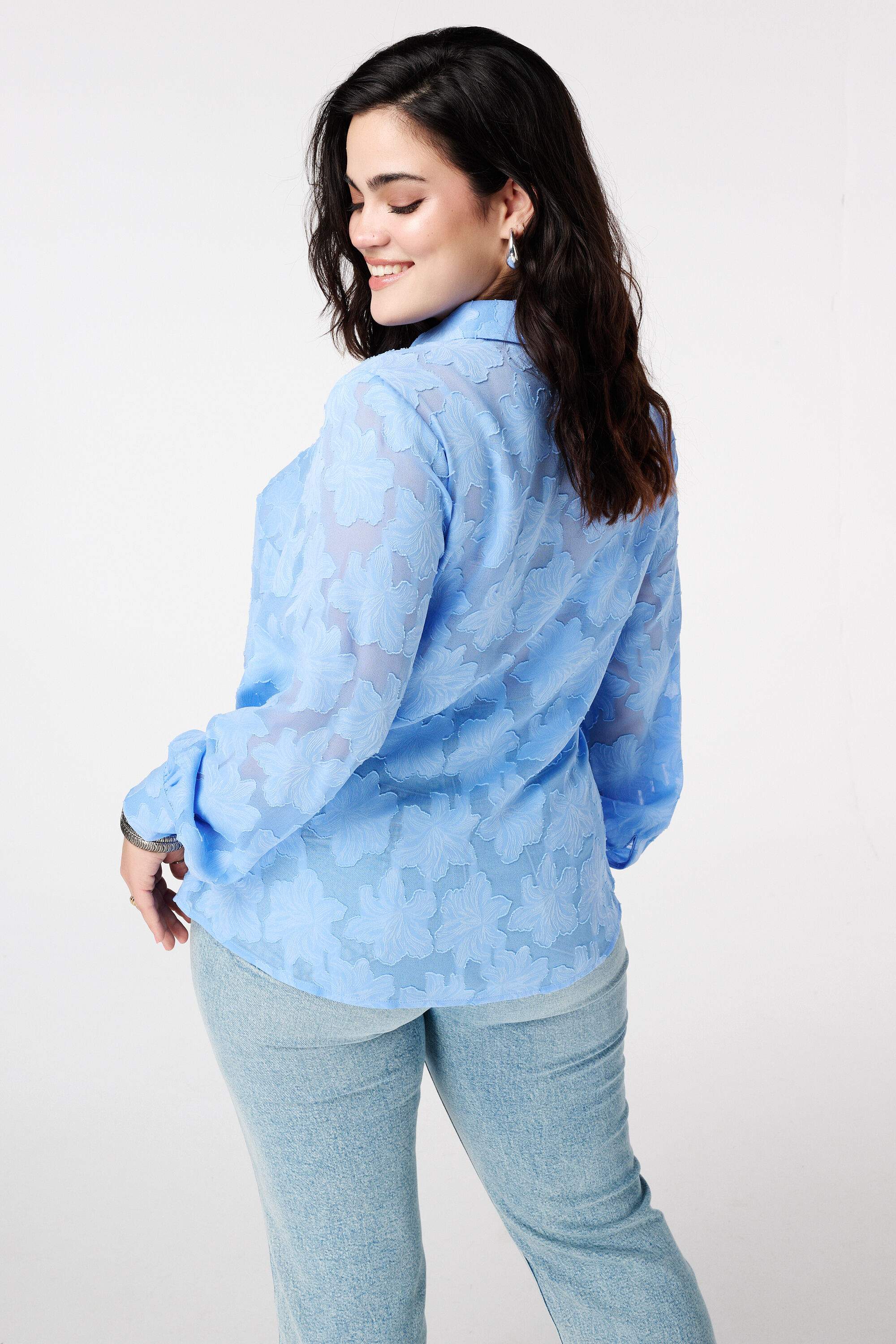 Sheer blouse met bloemen structuur image number 3