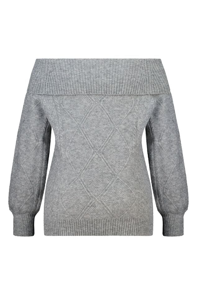 Off-shoulder trui met kabelpatroon image number 2