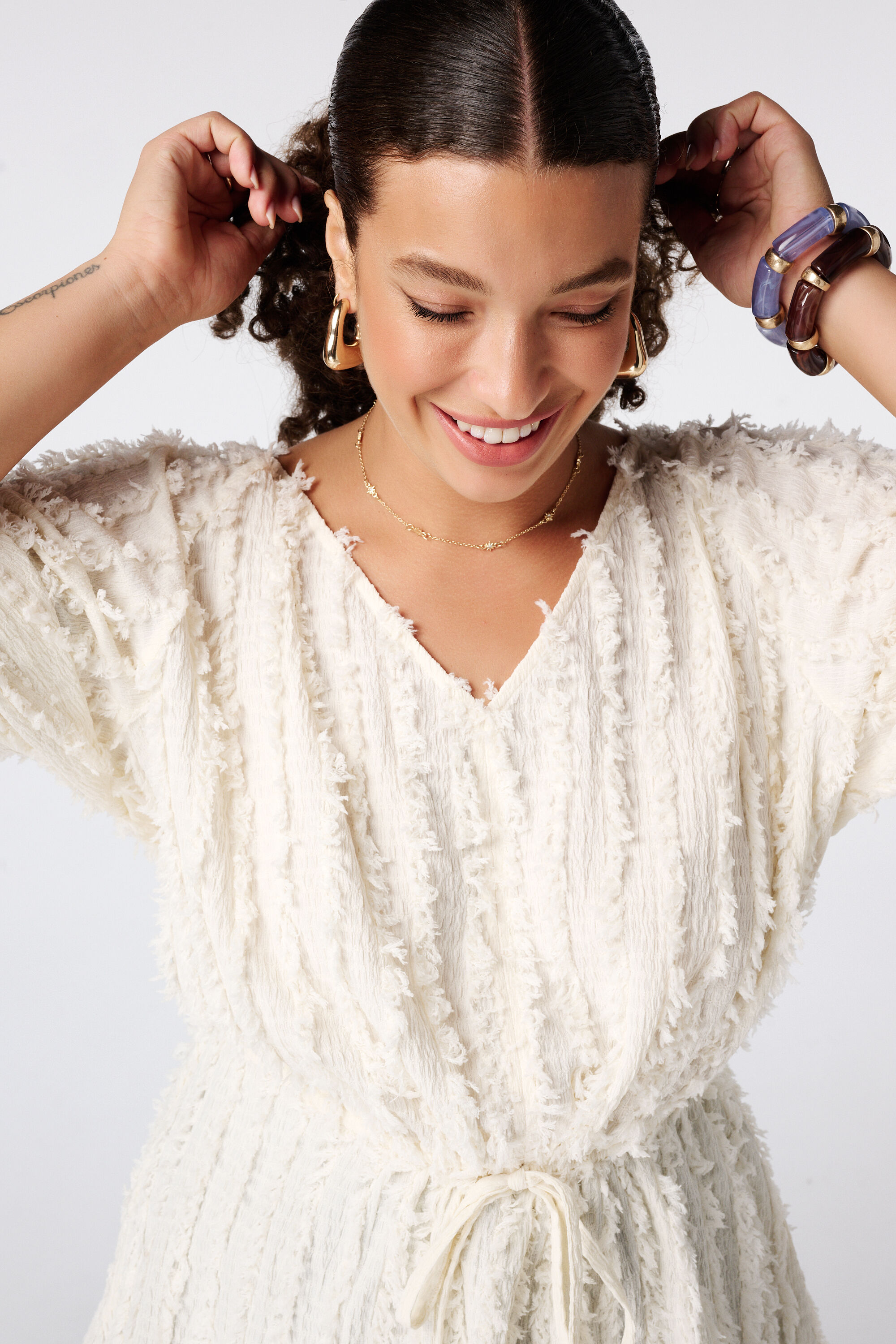Harige top met drawstring image number 4