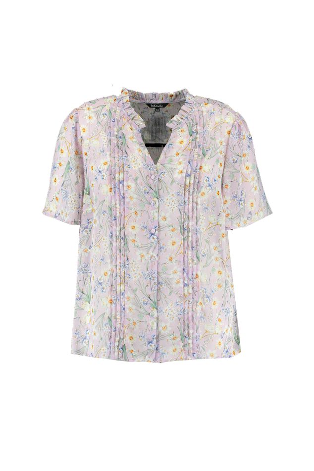 Blouse met bloemen en lurex details image number 1