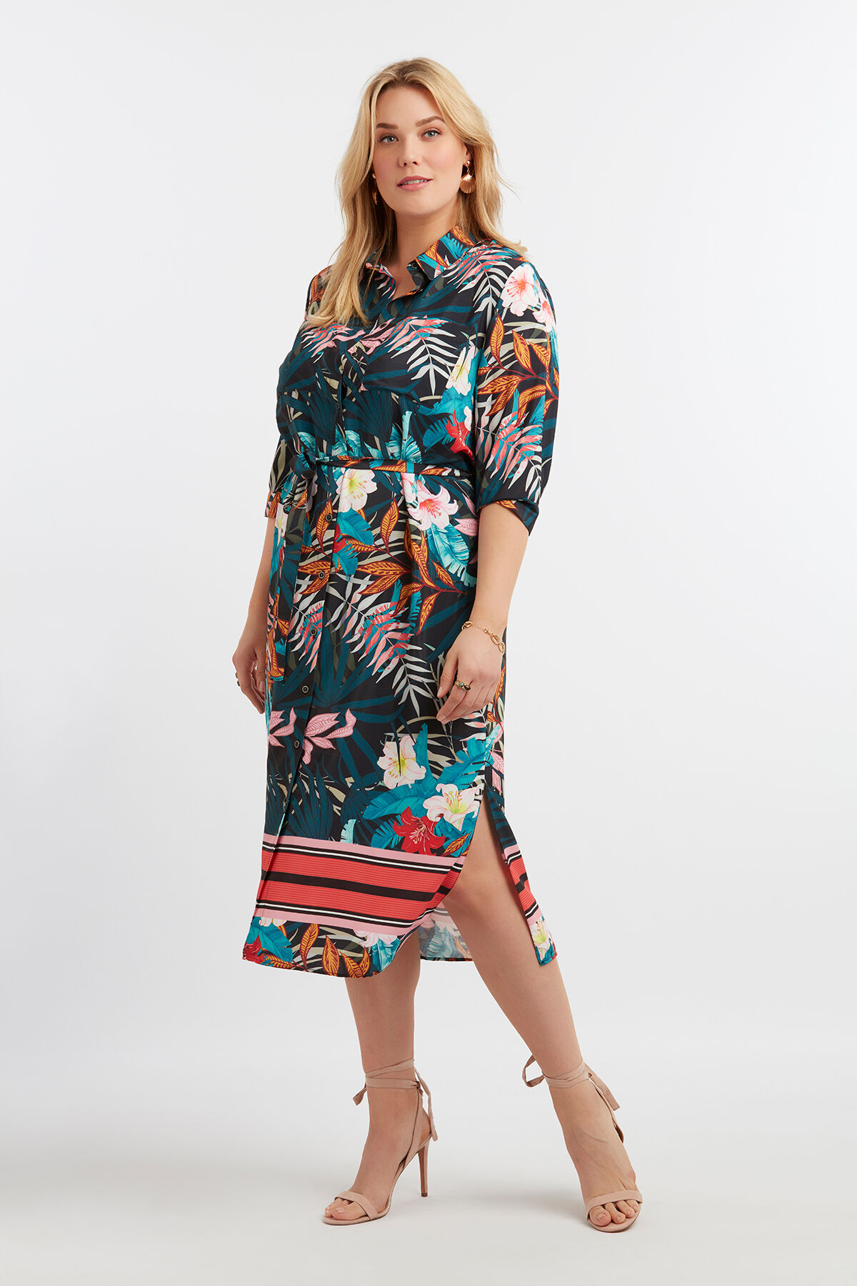 Blousejurk met tropische print image number 3