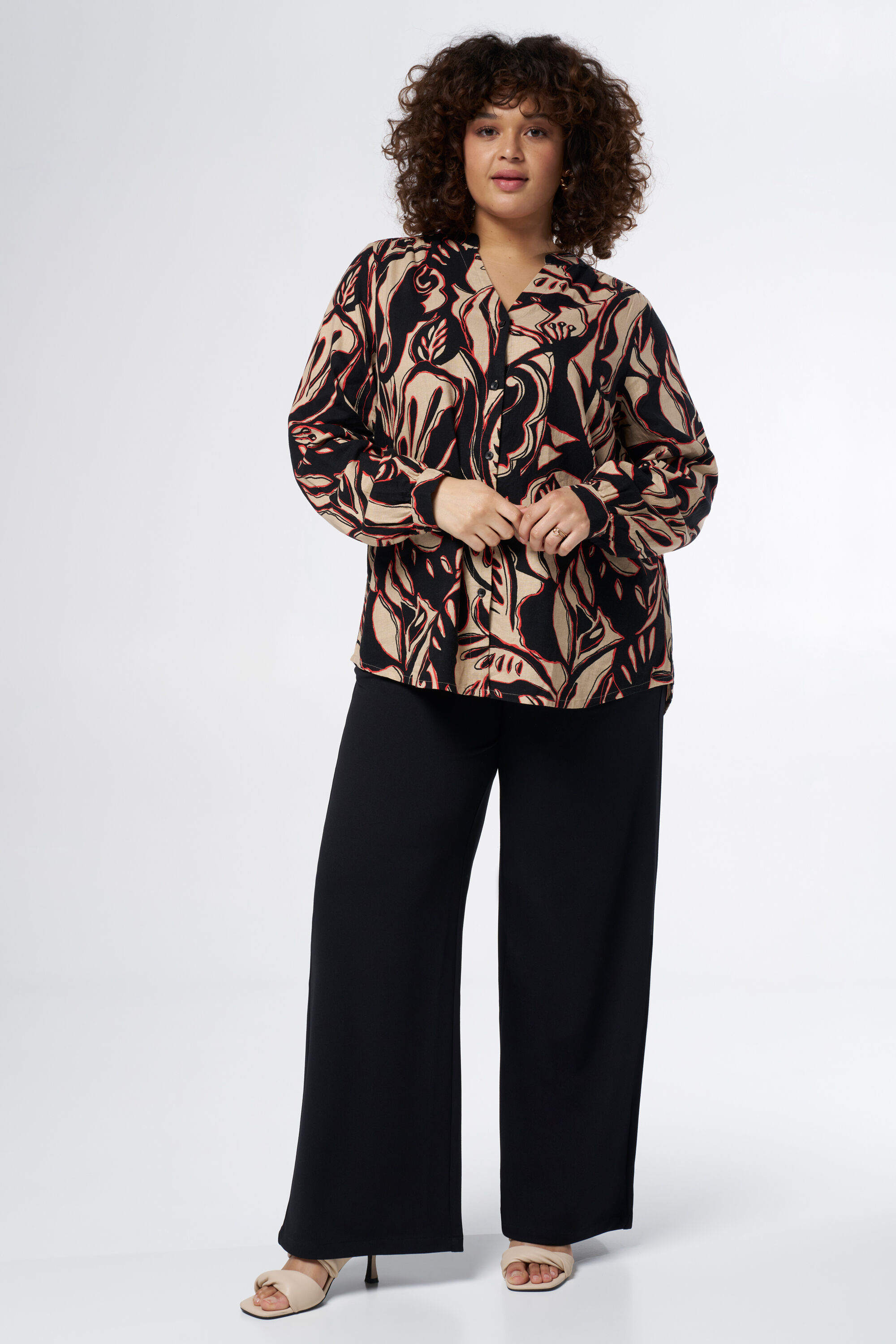 Linnen blouse met print image number 6