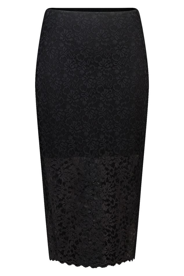 Midi rok van kant met onderrok image number 1