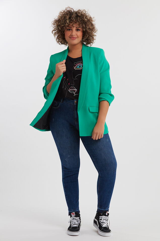 Crêpe blazer met rimpel effect image number 0