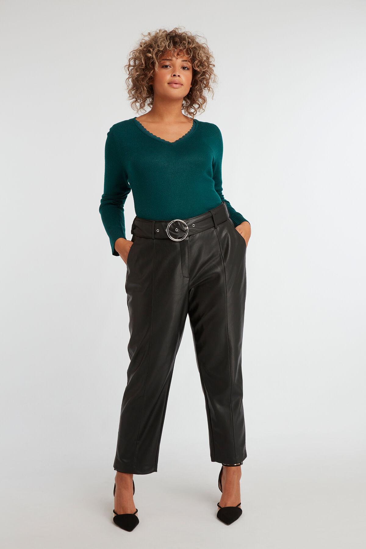 Broek van PU leer met ceintuur  image number 3