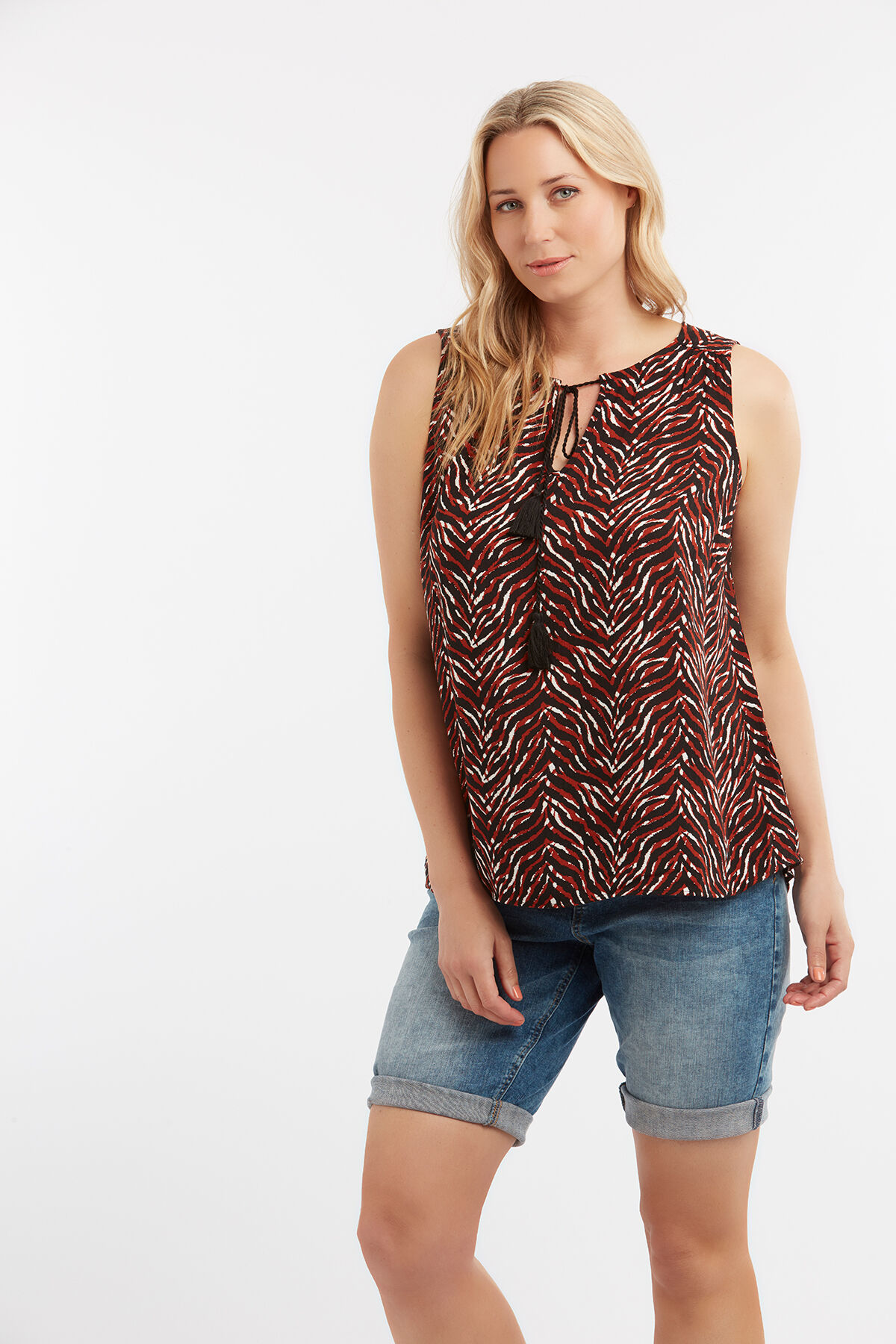 Mouwloze blouse met animalprint image number 3