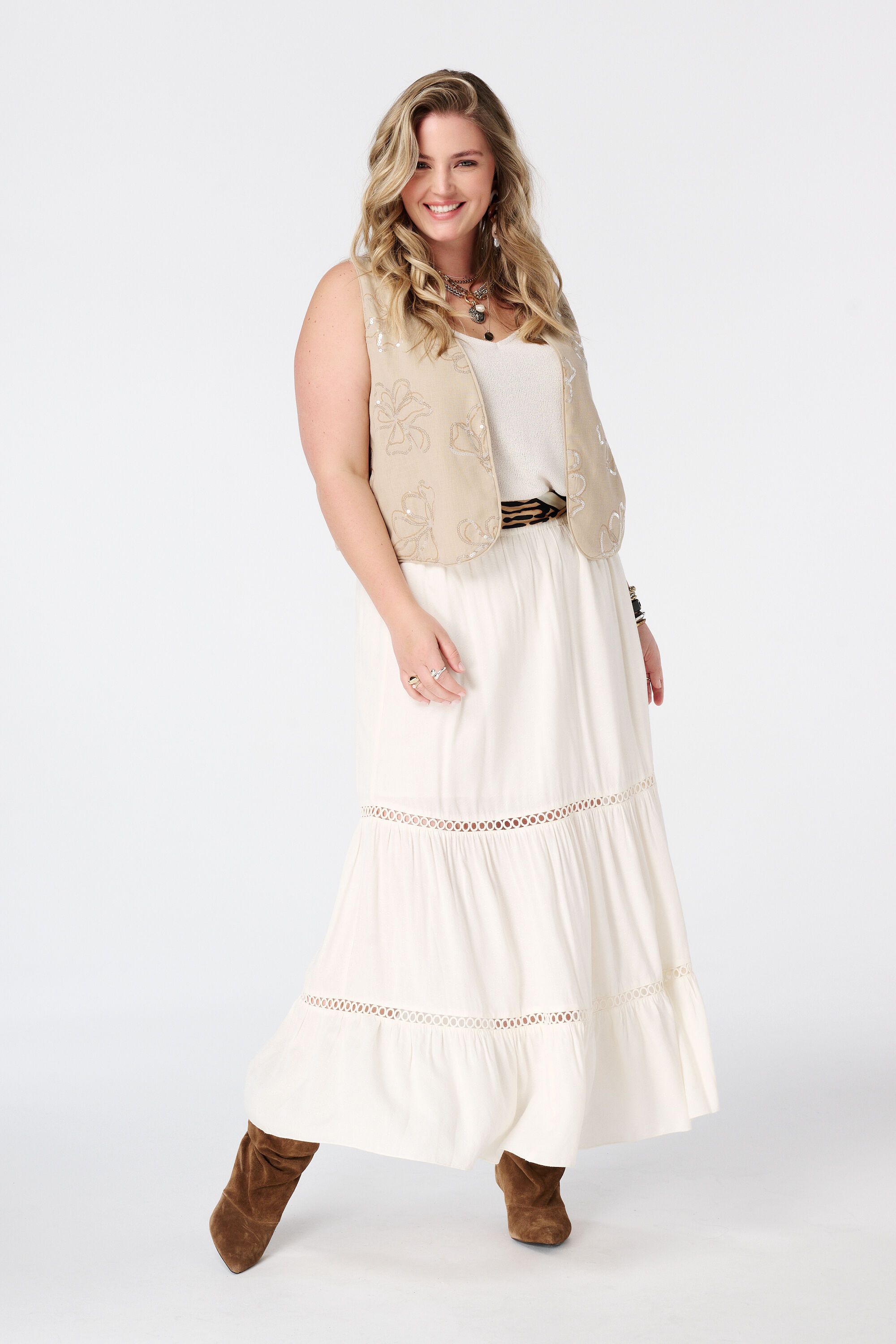 Maxi rok met kanten details