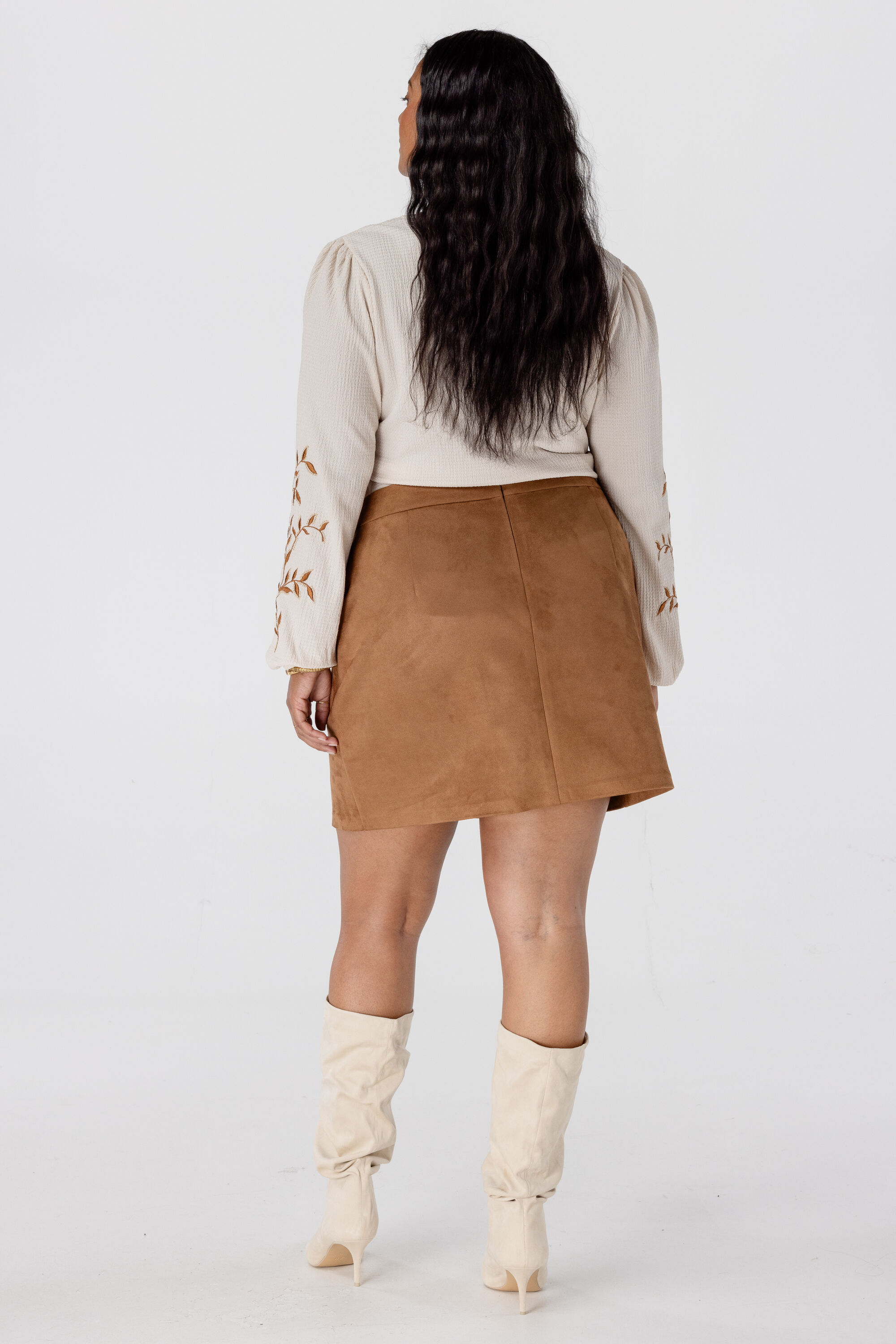 Rok met suede look en knoopdetail image number 3