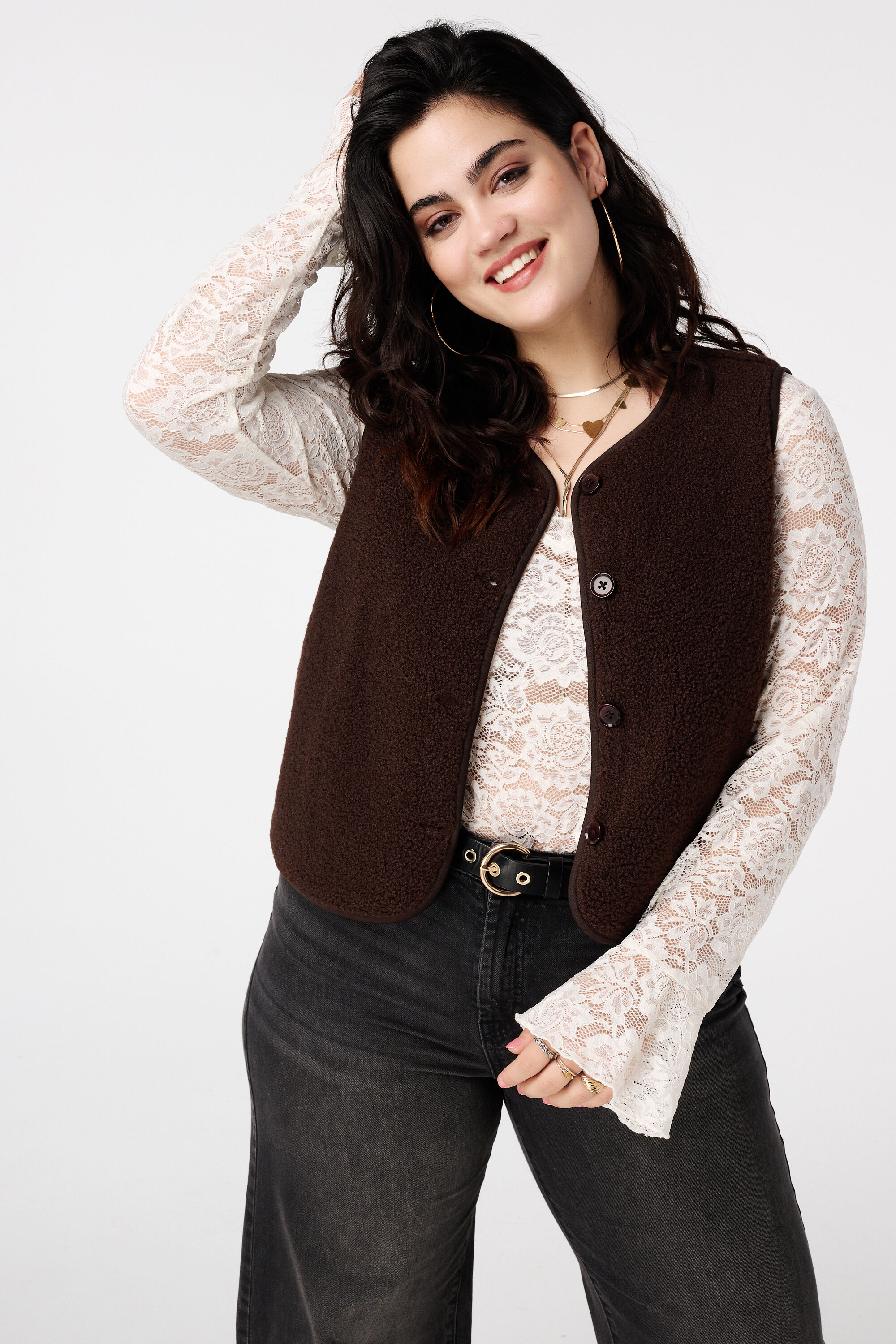 Teddy gilet met knoopsluiting