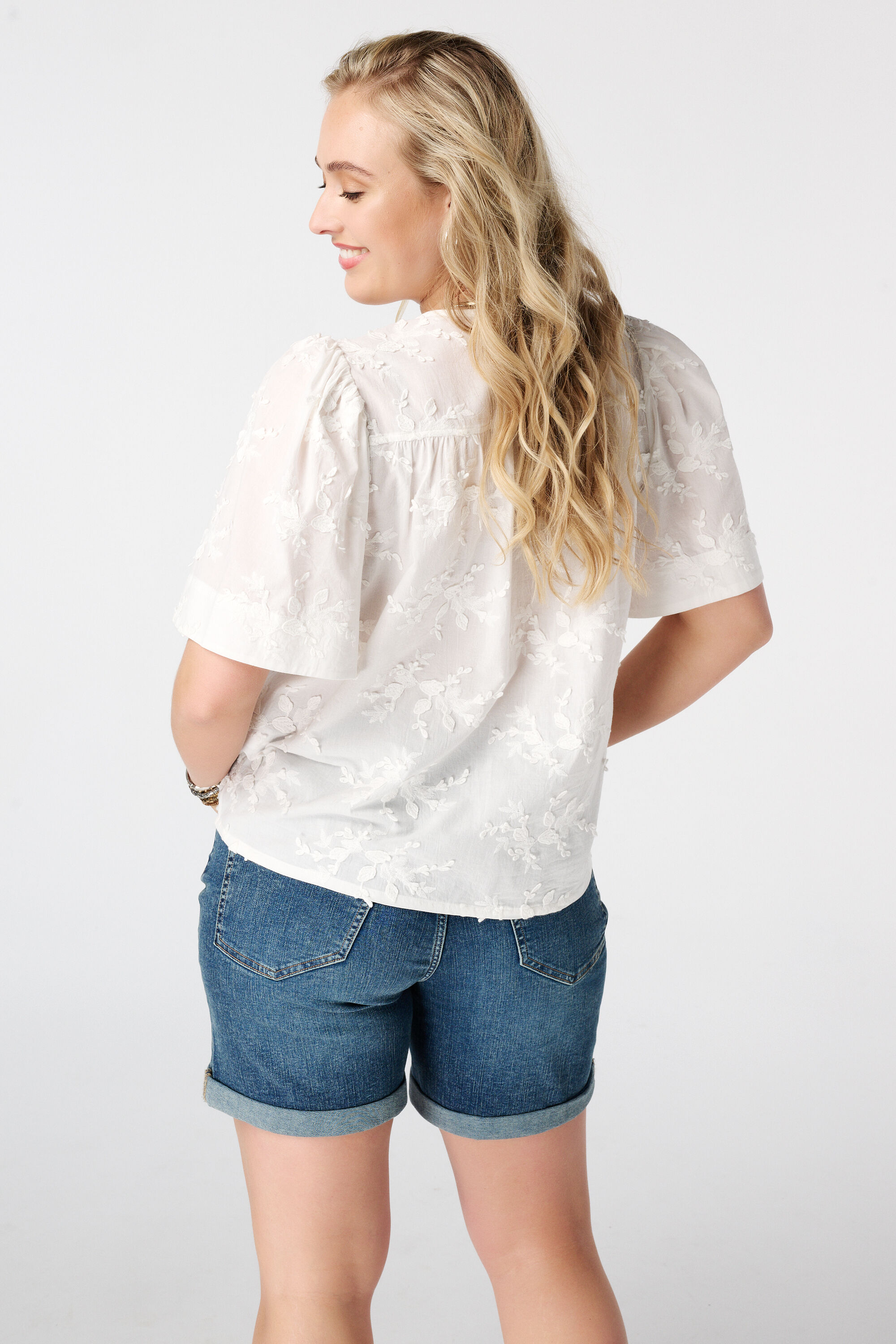 Katoenen blouse met borduursel image number 3