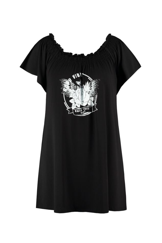 Top off-shoulder met print image number 1