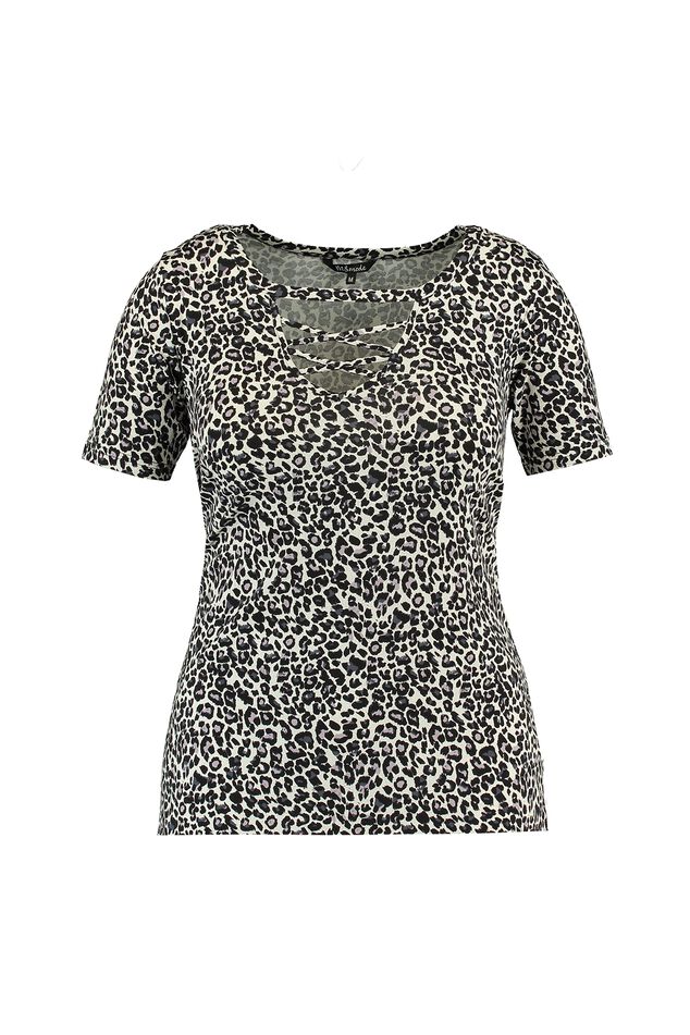 T-shirt met V-inkeping en kruisbandjes image number 1