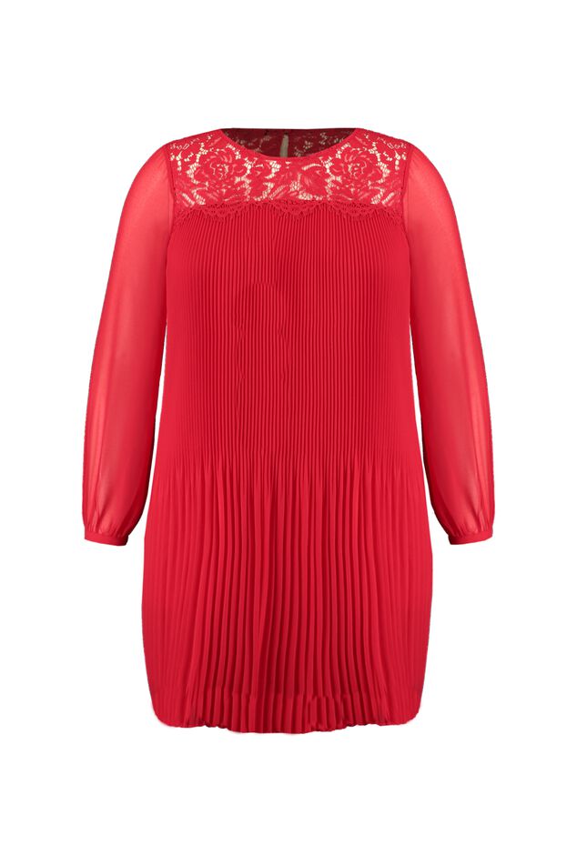 Plissé jurk met kant image number 1